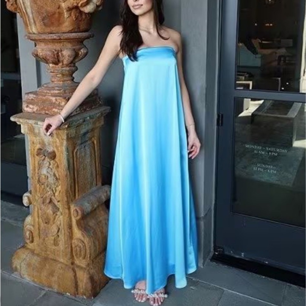 ANTONIO MELANI Strapless Maxi Dress in Light Blue - Picture 2 of 6